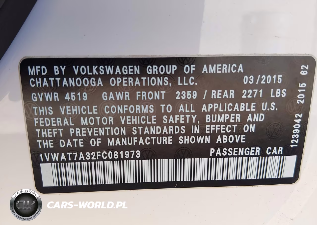 2015 Volkswagen Passat 1.8T Limited Edition VIN:1VWAT7A32FC081973 - 9