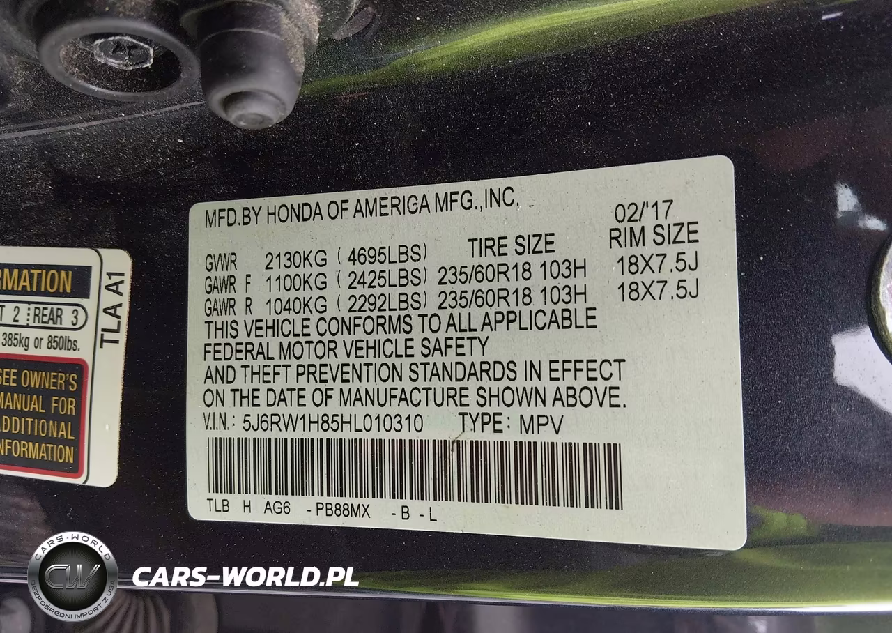 2017 Honda Cr-V Ex-L-Ex-L Navi VIN:5J6RW1H85HL010310 - 9
