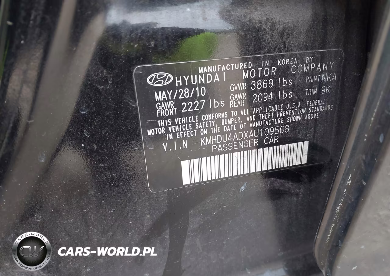 2010 Hyundai Elantra Gls VIN:KMHDU4ADXAU109568 - 9