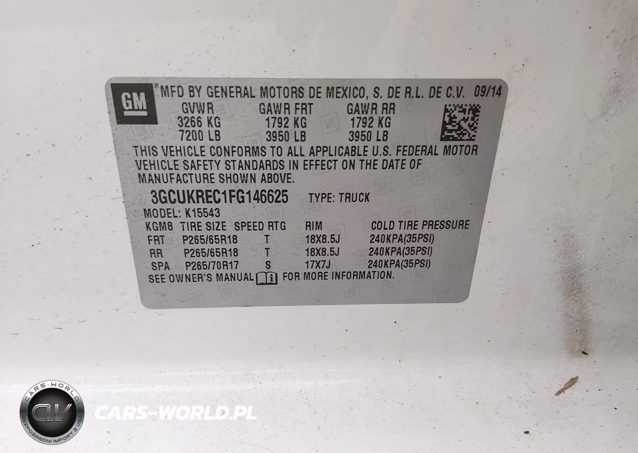 2015 Chevrolet Silverado 1500 2Lt VIN:3GCUKREC1FG146625 - 9