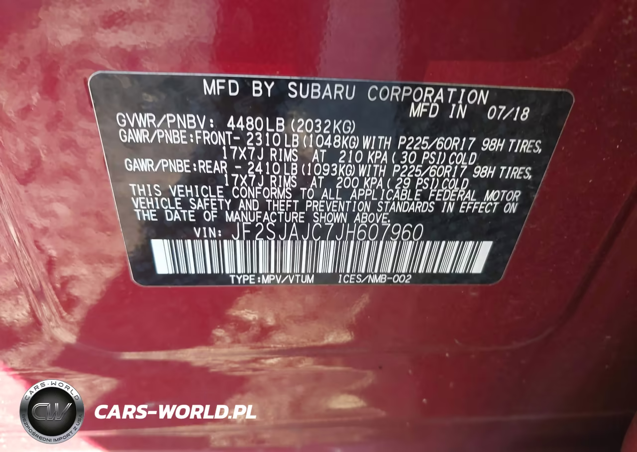 2018 Subaru Forester 2.5I Limited VIN:JF2SJAJC7JH607960 - 9