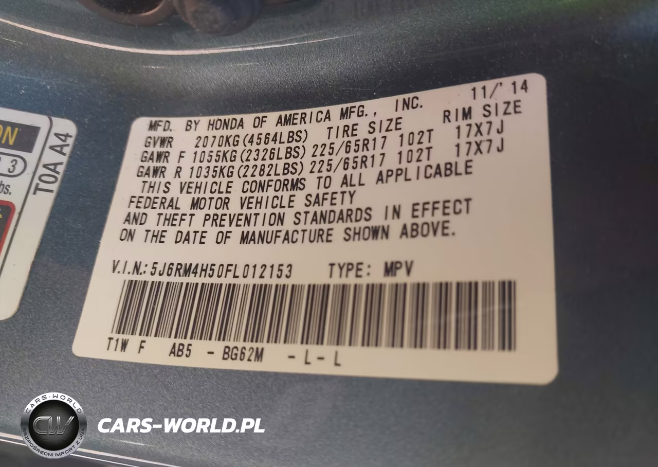 2015 Honda Cr-V Ex VIN:5J6RM4H50FL012153 - 9