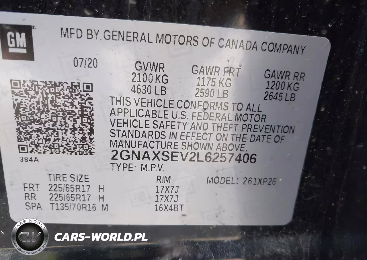 2020 Chevrolet Equinox Awd Ls VIN:2GNAXSEV2L6257406 - 9