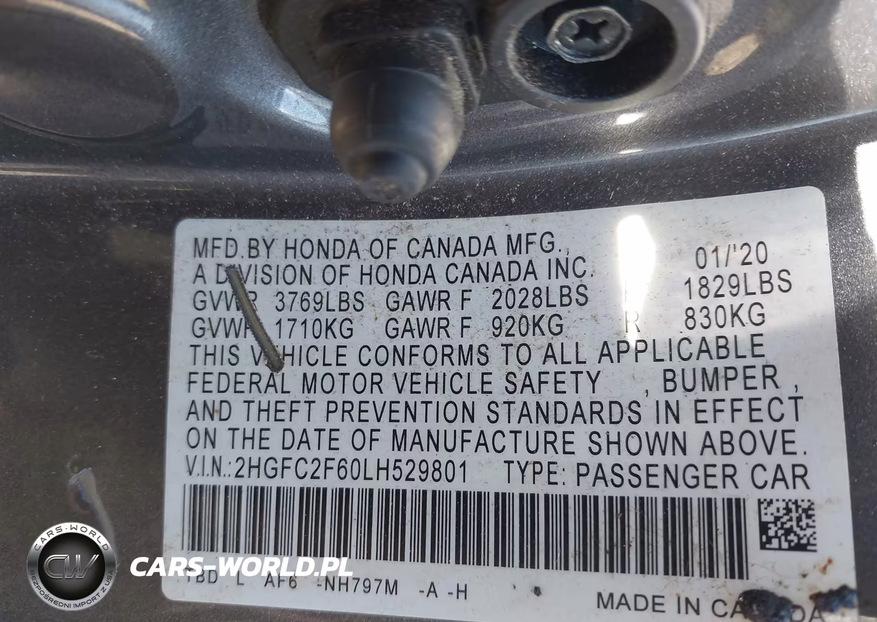2020 Honda Civic Lx VIN:2HGFC2F60LH529801 - 9
