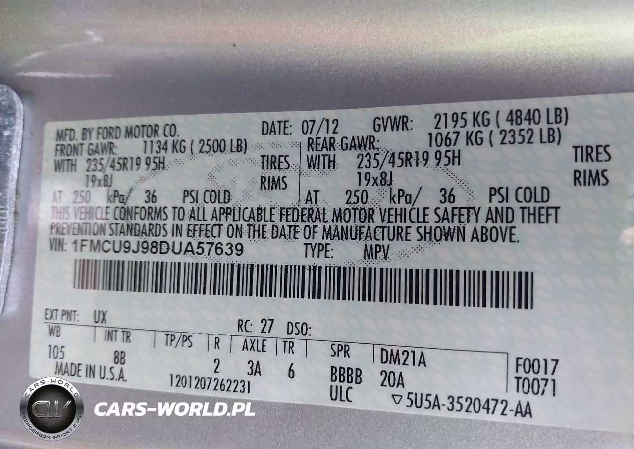 2013 Ford Escape Titanium VIN:1FMCU9J98DUA57639 - 9