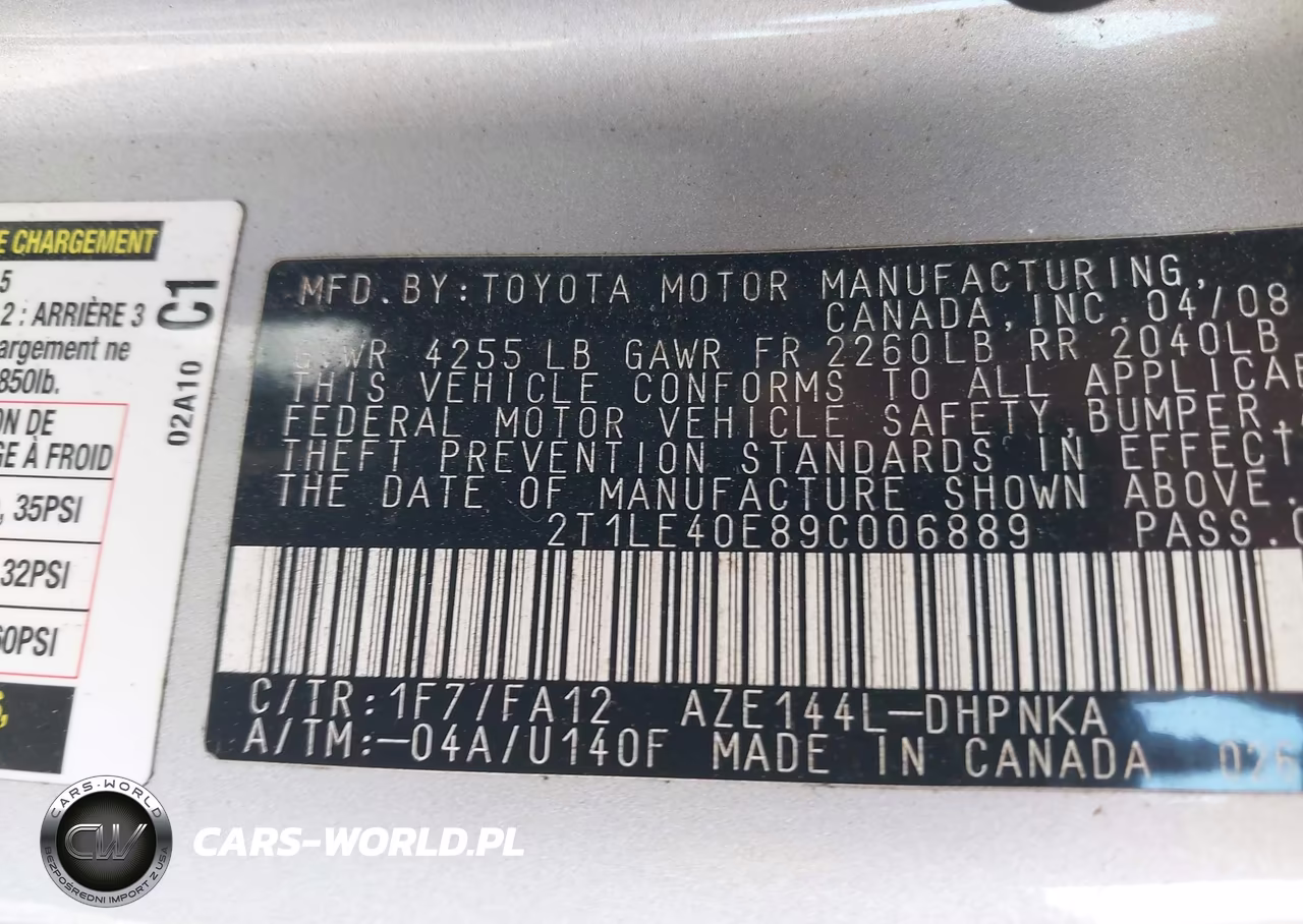 2009 Toyota Matrix S VIN:2T1LE40E89C006889 - 9