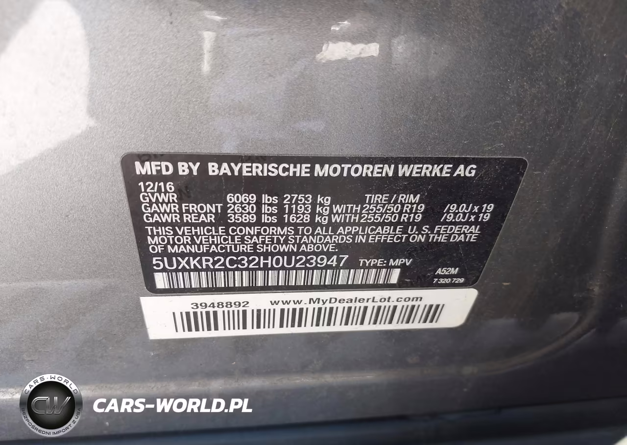 2017 BMW X5 Sdrive35I VIN:5UXKR2C32H0U23947 - 9