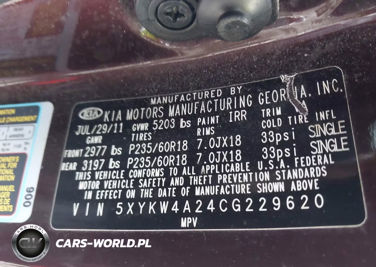 2012 Kia Sorento Sx V6 VIN:5XYKW4A24CG229620 - 9