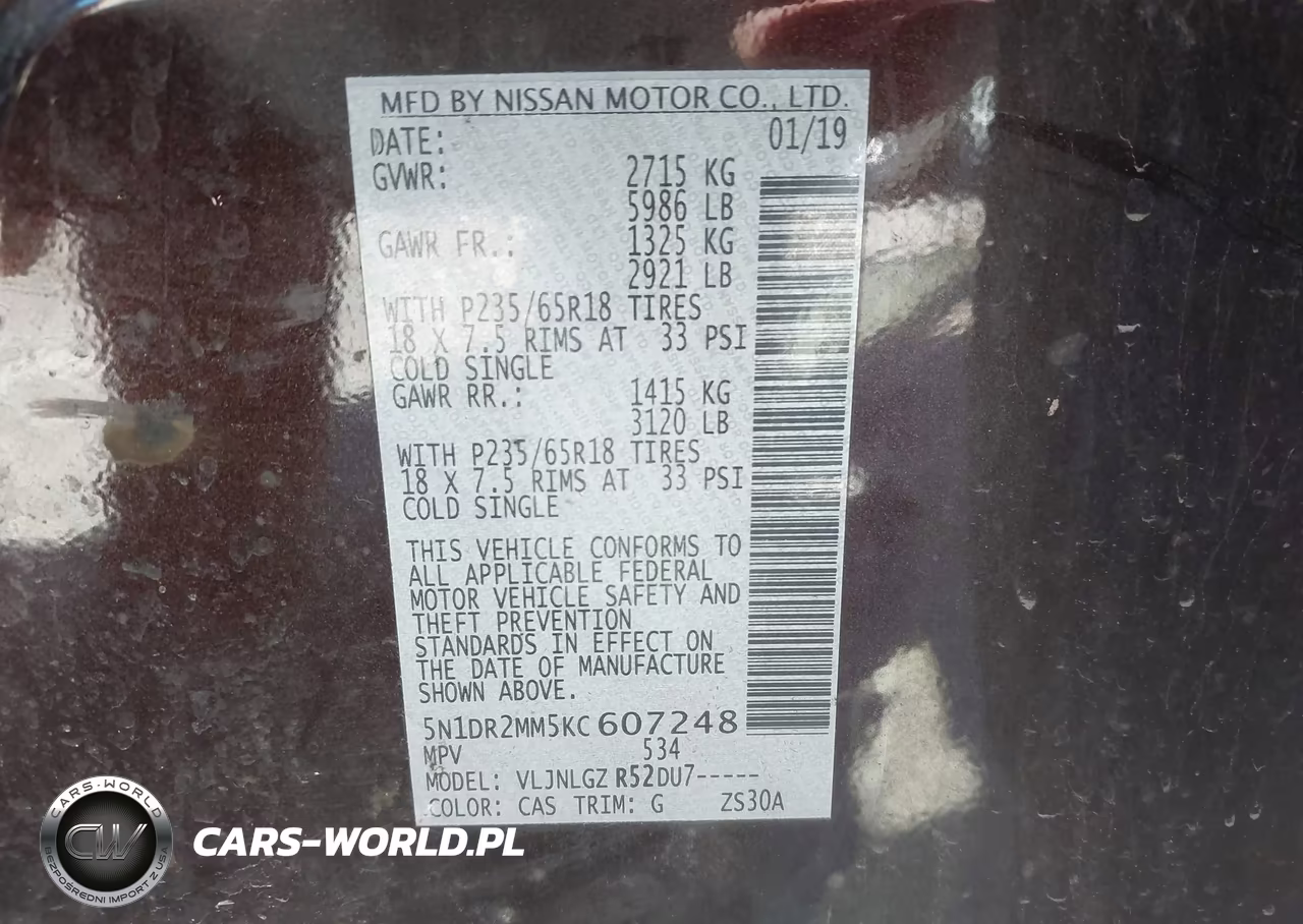2019 Nissan Pathfinder S-Sl-Sv-Platinum VIN:5N1DR2MM5KC607248 - 9