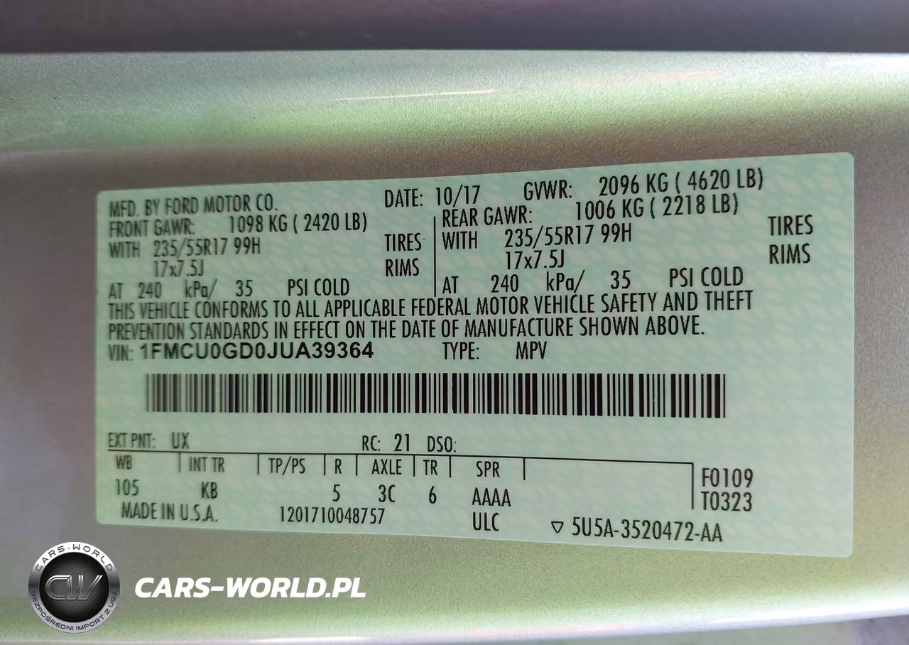 2018 Ford Escape Se VIN:1FMCU0GD0JUA39364 - 9
