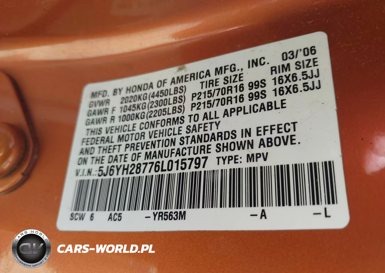 2006 Honda Element Ex-P VIN:5J6YH28776L015797 - 9