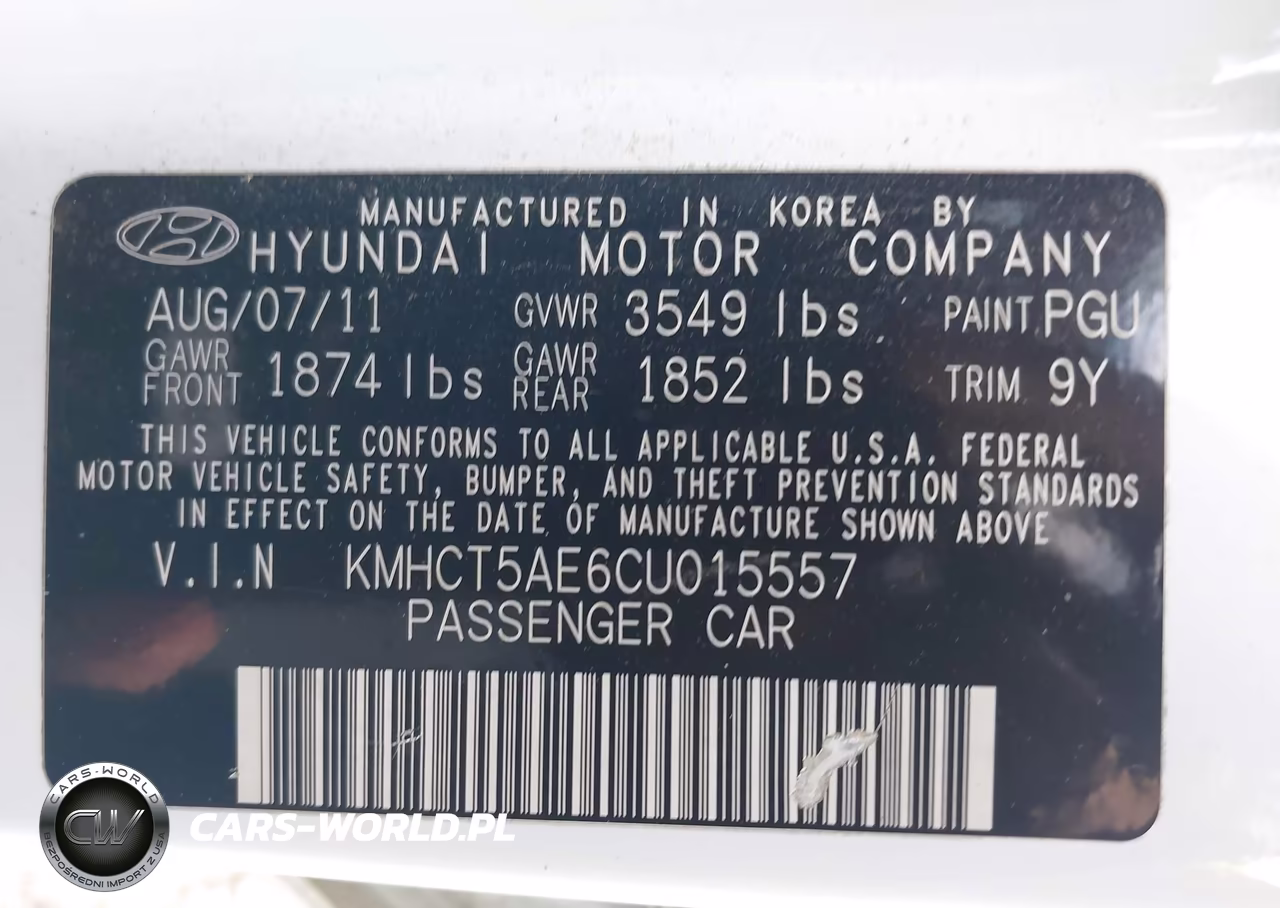 2012 Hyundai Accent Gs VIN:KMHCT5AE6CU015557 - 9