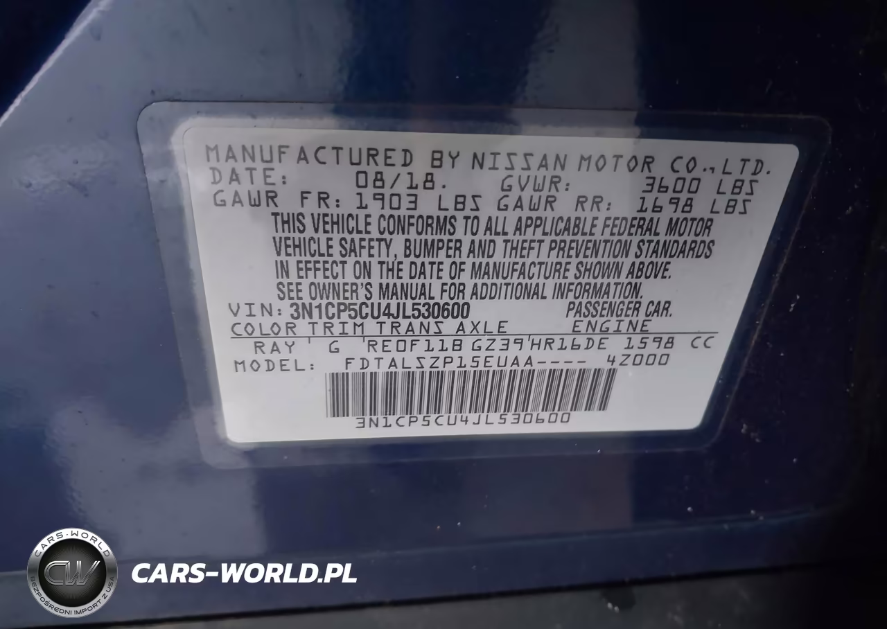 2018 Nissan Kicks Sv VIN:3N1CP5CU4JL530600 - 9