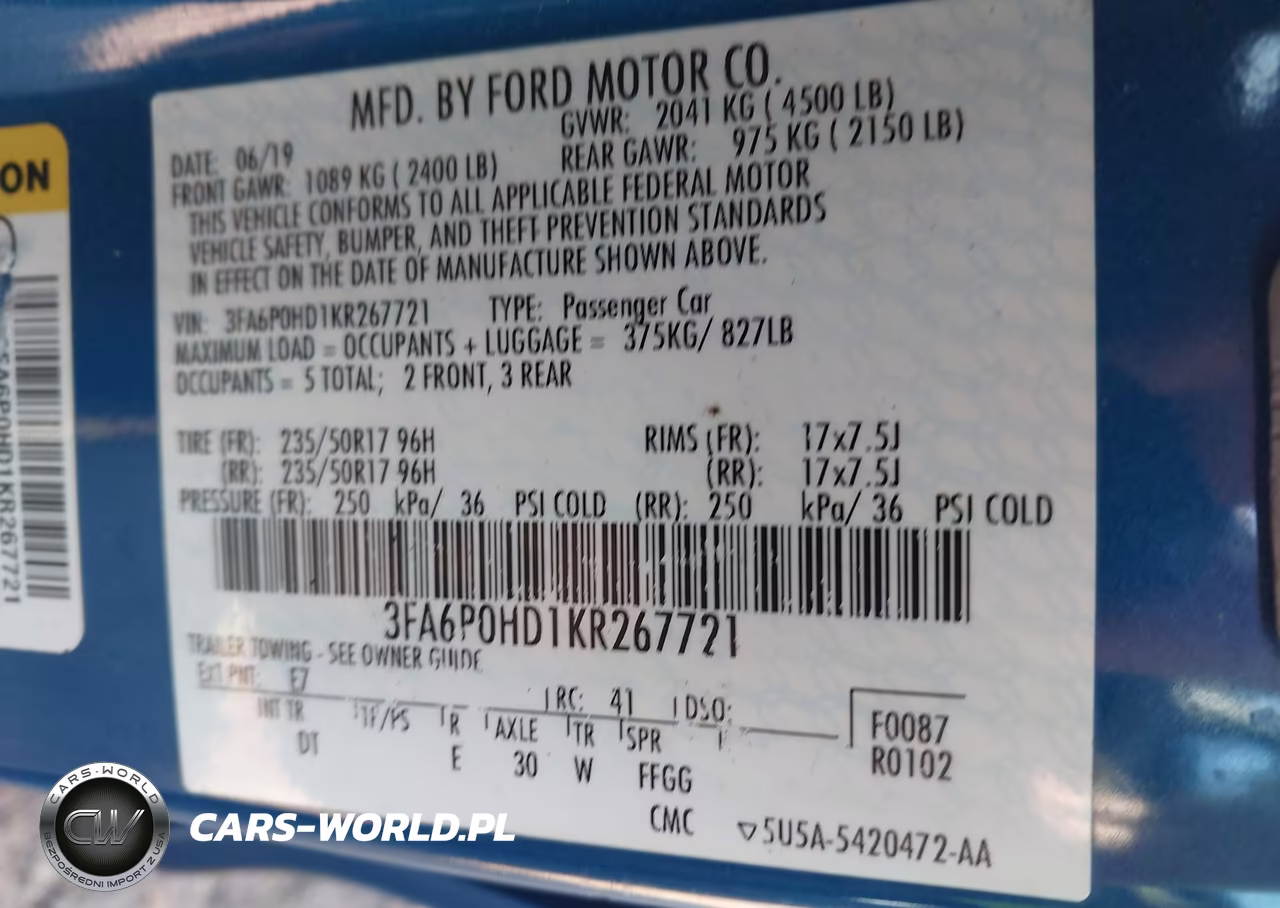 2019 Ford Fusion Se VIN:3FA6P0HD1KR267721 - 9
