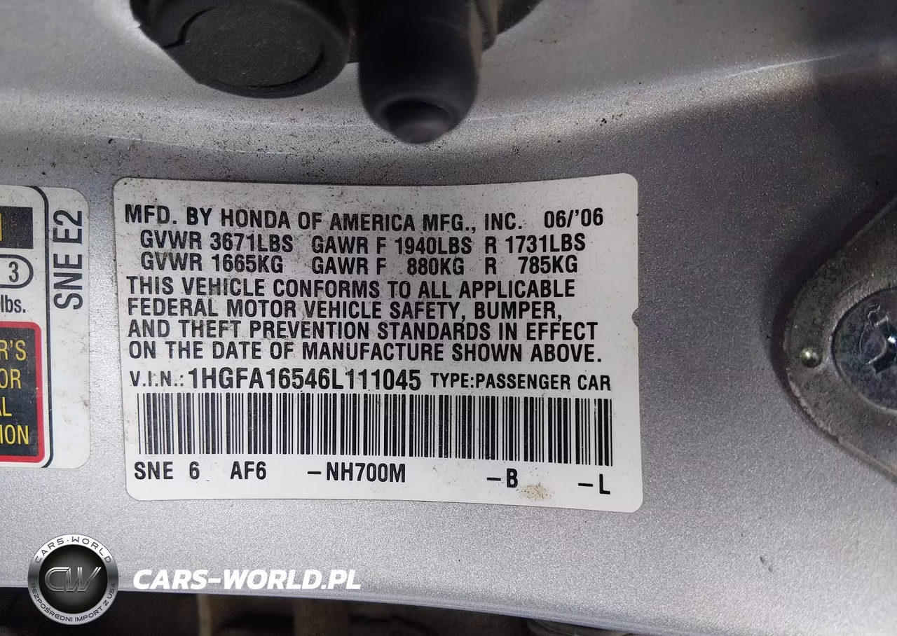 2006 Honda Civic Lx VIN:1HGFA16546L111045 - 9