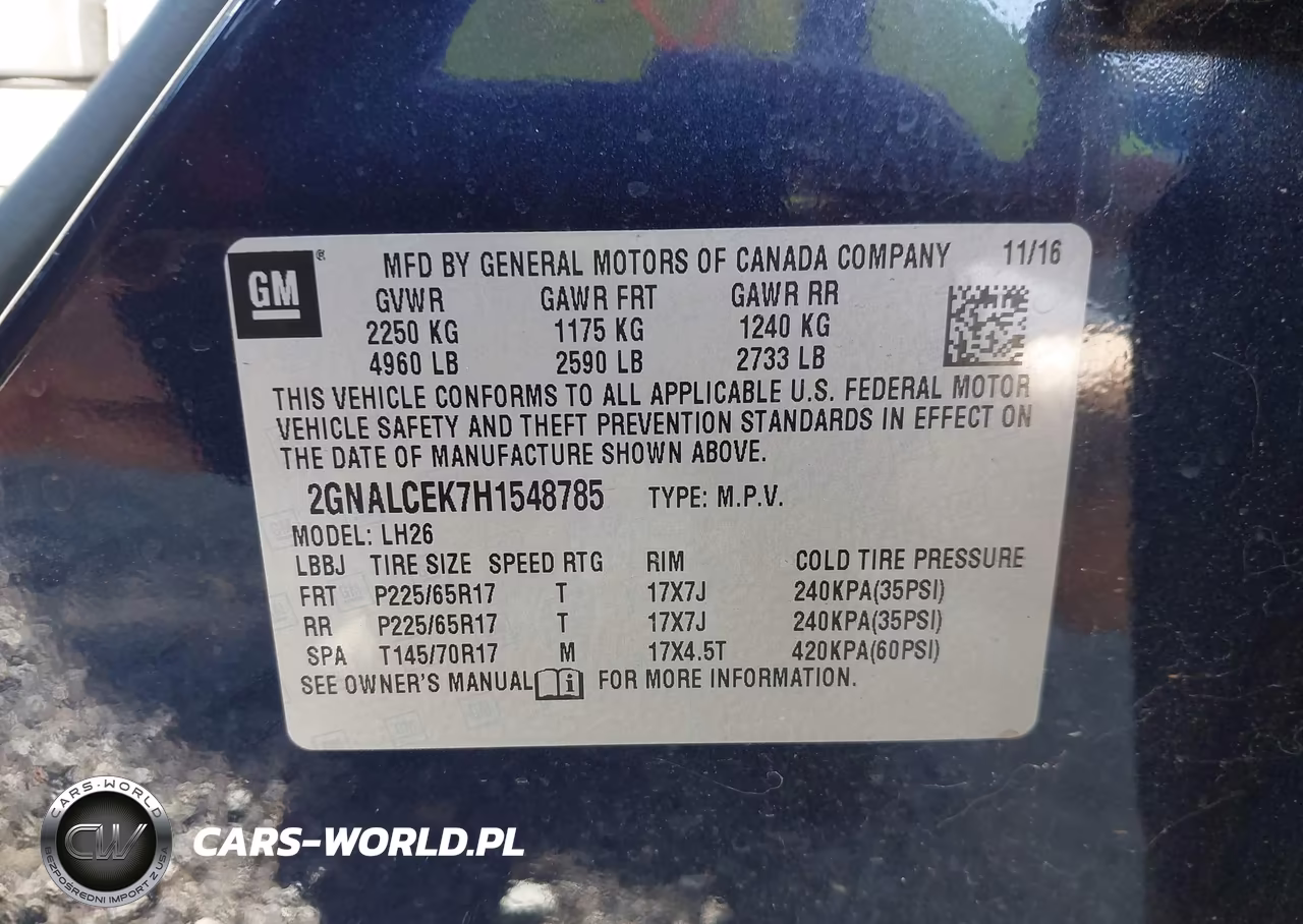 2017 Chevrolet Equinox Lt VIN:2GNALCEK7H1548785 - 9