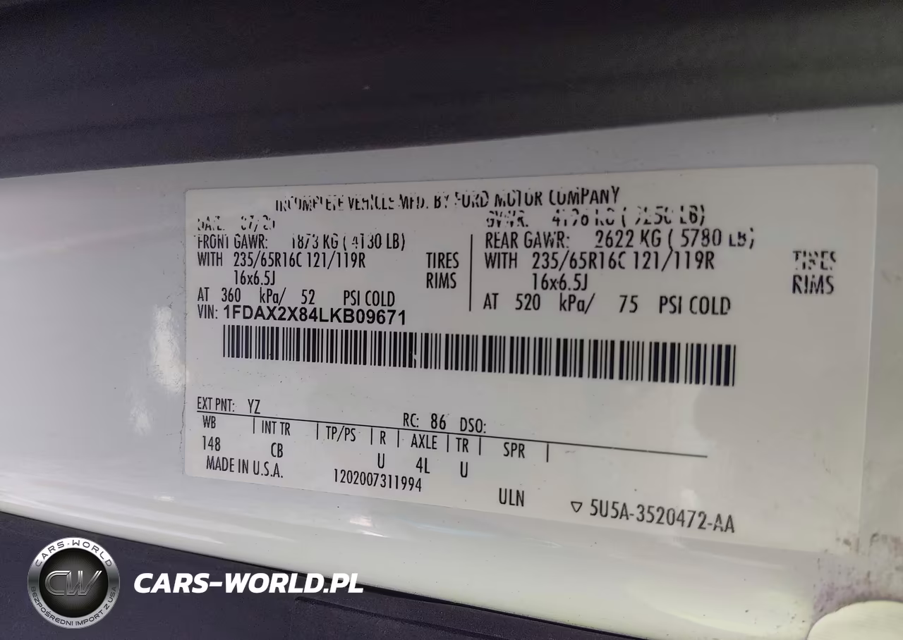 2020 Ford Transit-350 Passenger Van Xl VIN:1FDAX2X84LKB09671 - 9