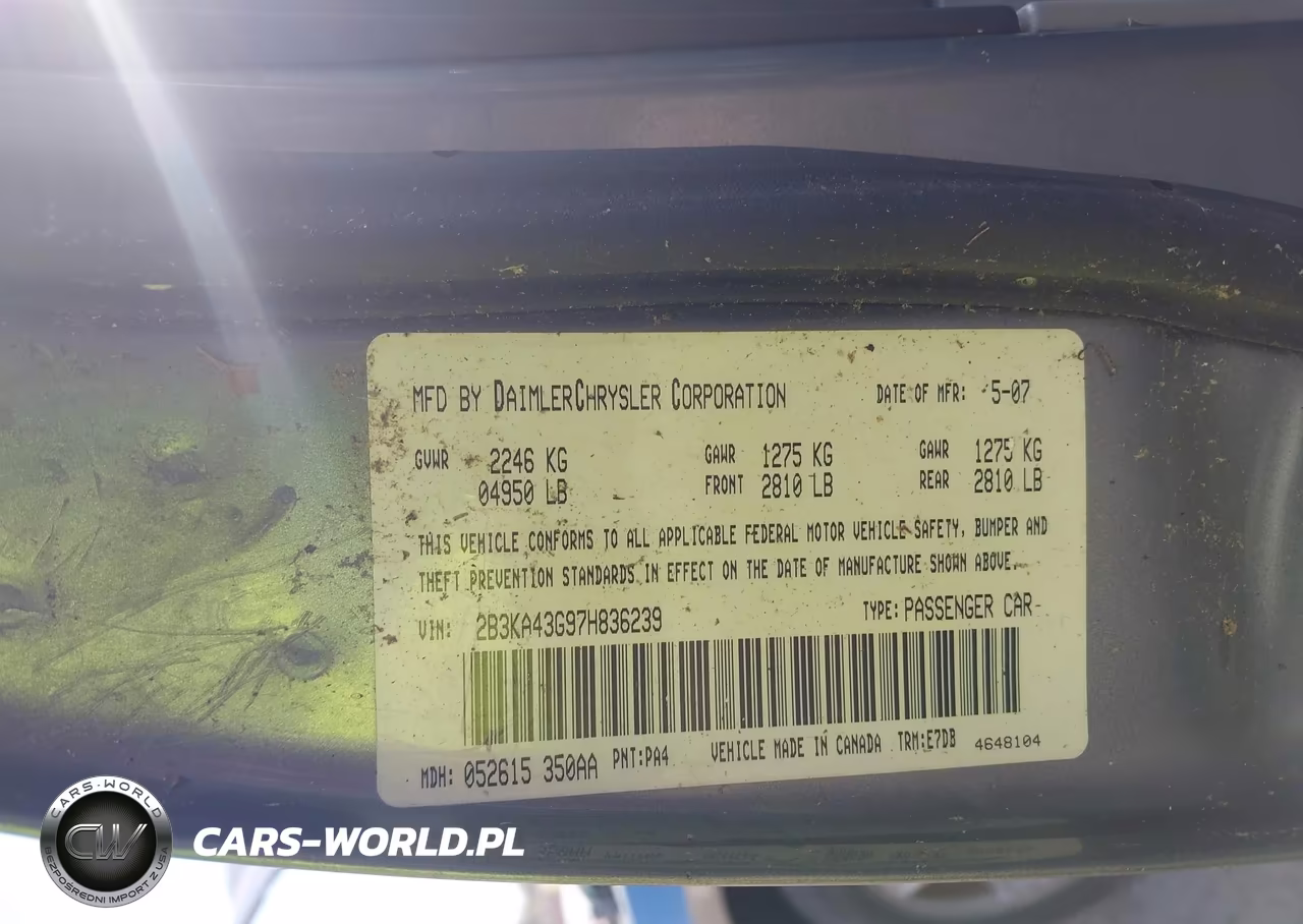 2007 Dodge Charger VIN:2B3KA43G97H836239 - 9