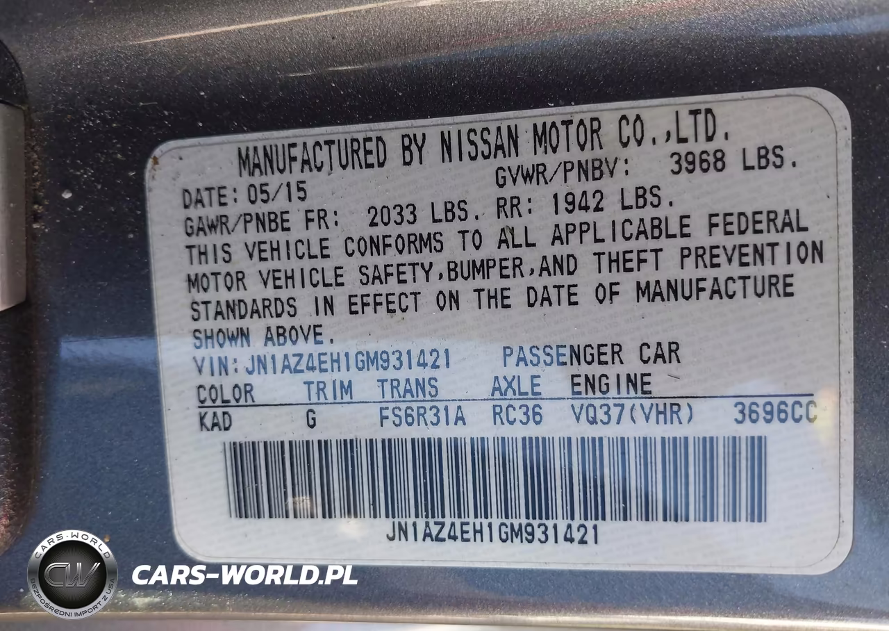 2016 Nissan 370Z VIN:JN1AZ4EH1GM931421 - 9