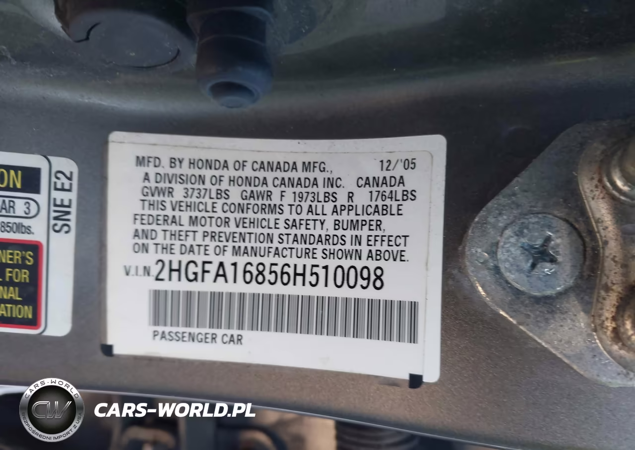 2006 Honda Civic Ex VIN:2HGFA16856H510098 - 9