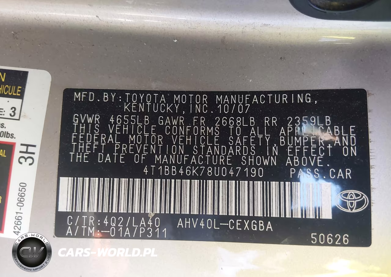 2008 Toyota Camry Hybrid VIN:4T1BB46K78U047190 - 9