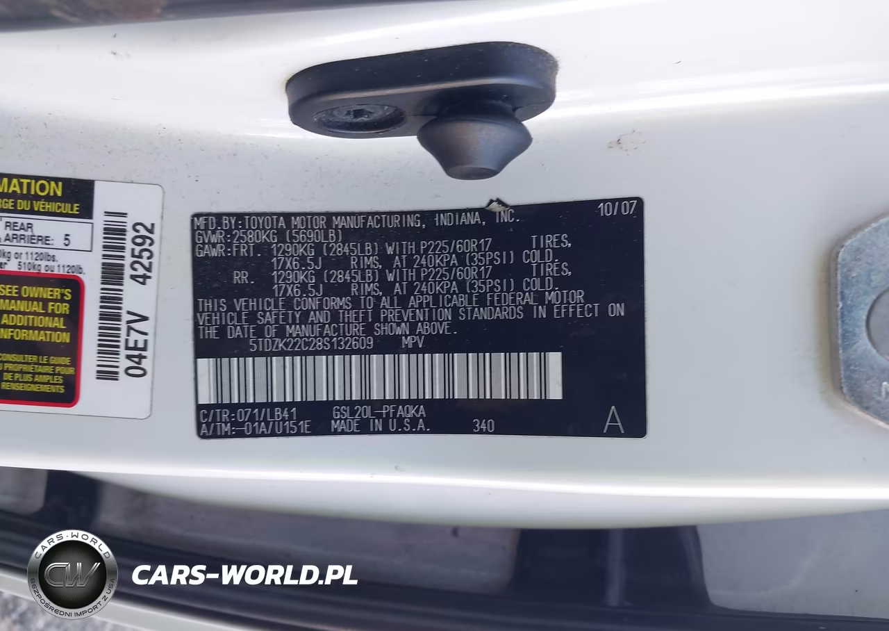 2008 Toyota Sienna Xle VIN:5TDZK22C28S132609 - 9