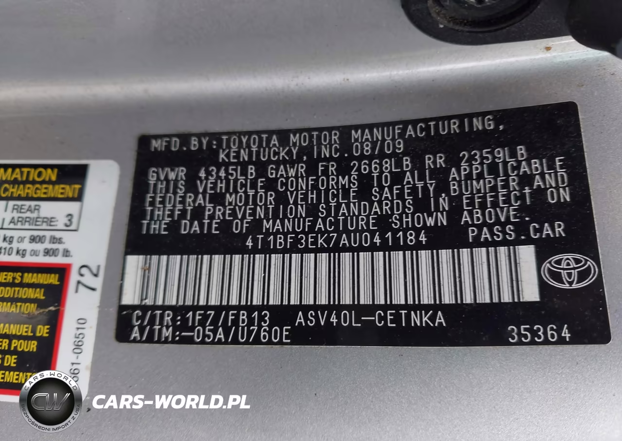 2010 Toyota Camry Le VIN:4T1BF3EK7AU041184 - 9