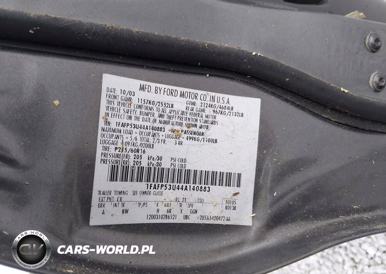 2004 Ford Taurus VIN:1FAFP53U44A140883 - 9