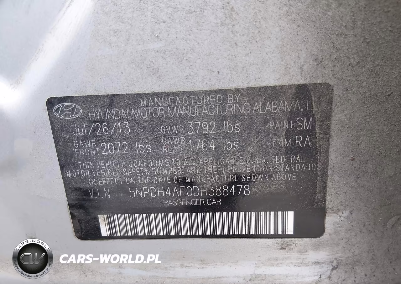 2013 Hyundai Elantra Gls VIN:5NPDH4AE0DH388478 - 9