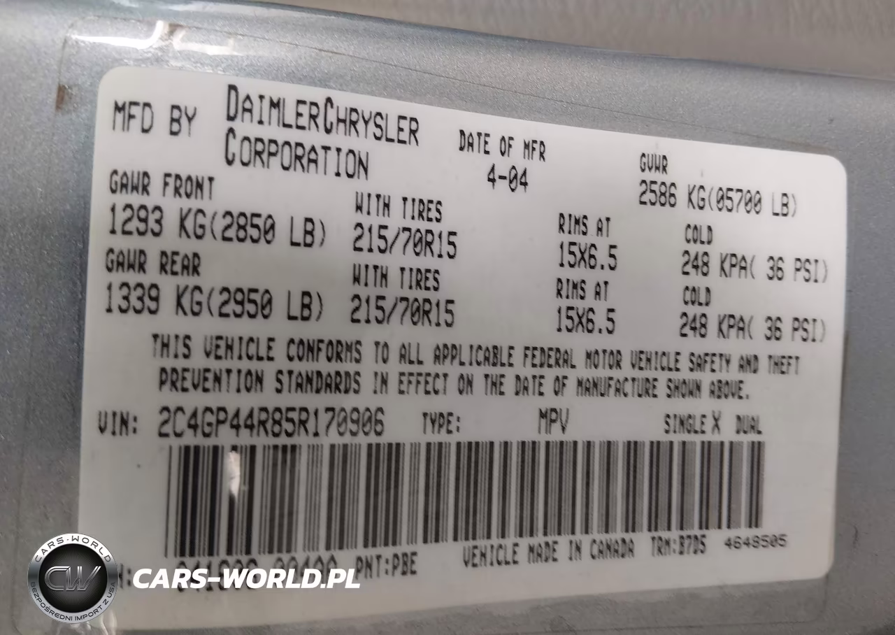 2005 Chrysler Town & Country Lx VIN:2C4GP44R85R170906 - 9