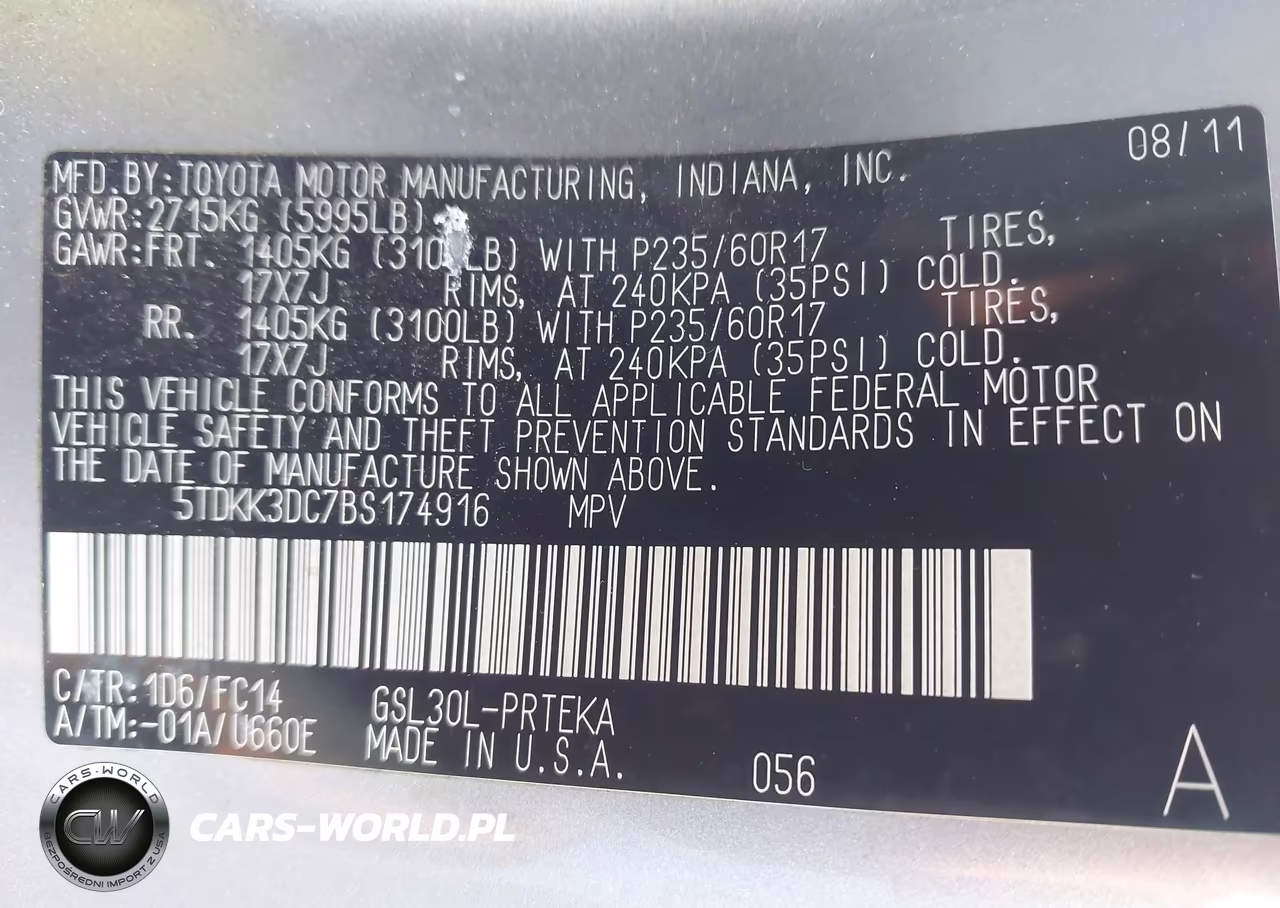 2011 Toyota Sienna Le V6 VIN:5TDKK3DC7BS174916 - 9