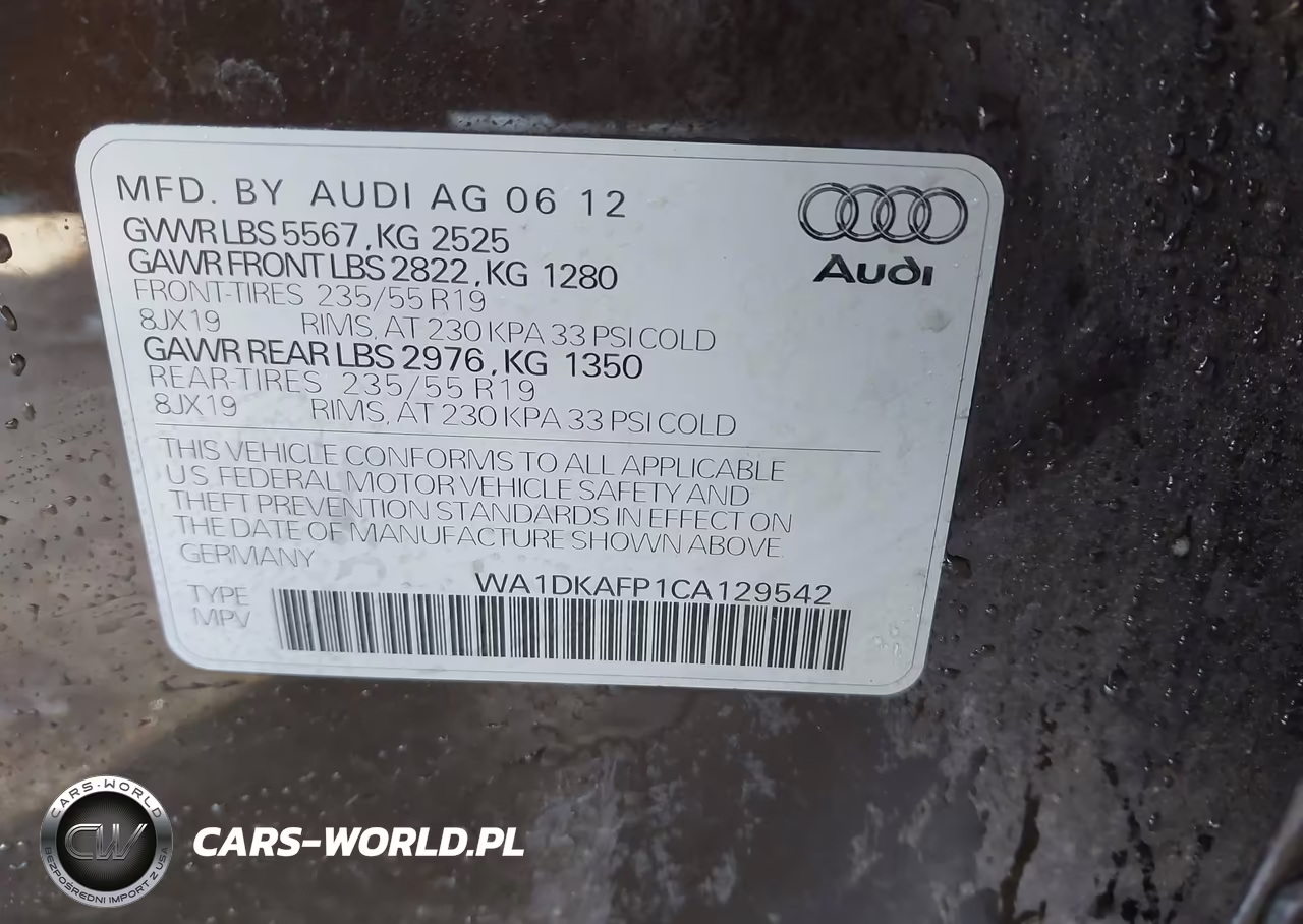 2012 Audi Q5 3.2 Premium Plus VIN:WA1DKAFP1CA129542 - 9