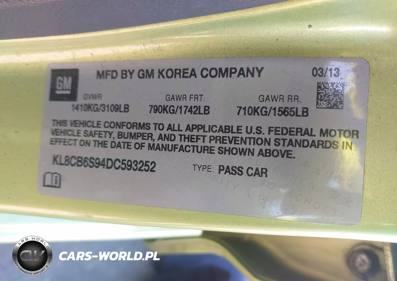 2013 Chevrolet Spark Ls Auto VIN:KL8CB6S94DC593252 - 9