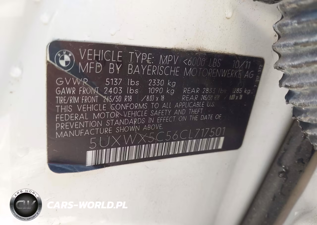 2012 BMW X3 xDrive28I VIN:5UXWX5C56CL717501 - 9