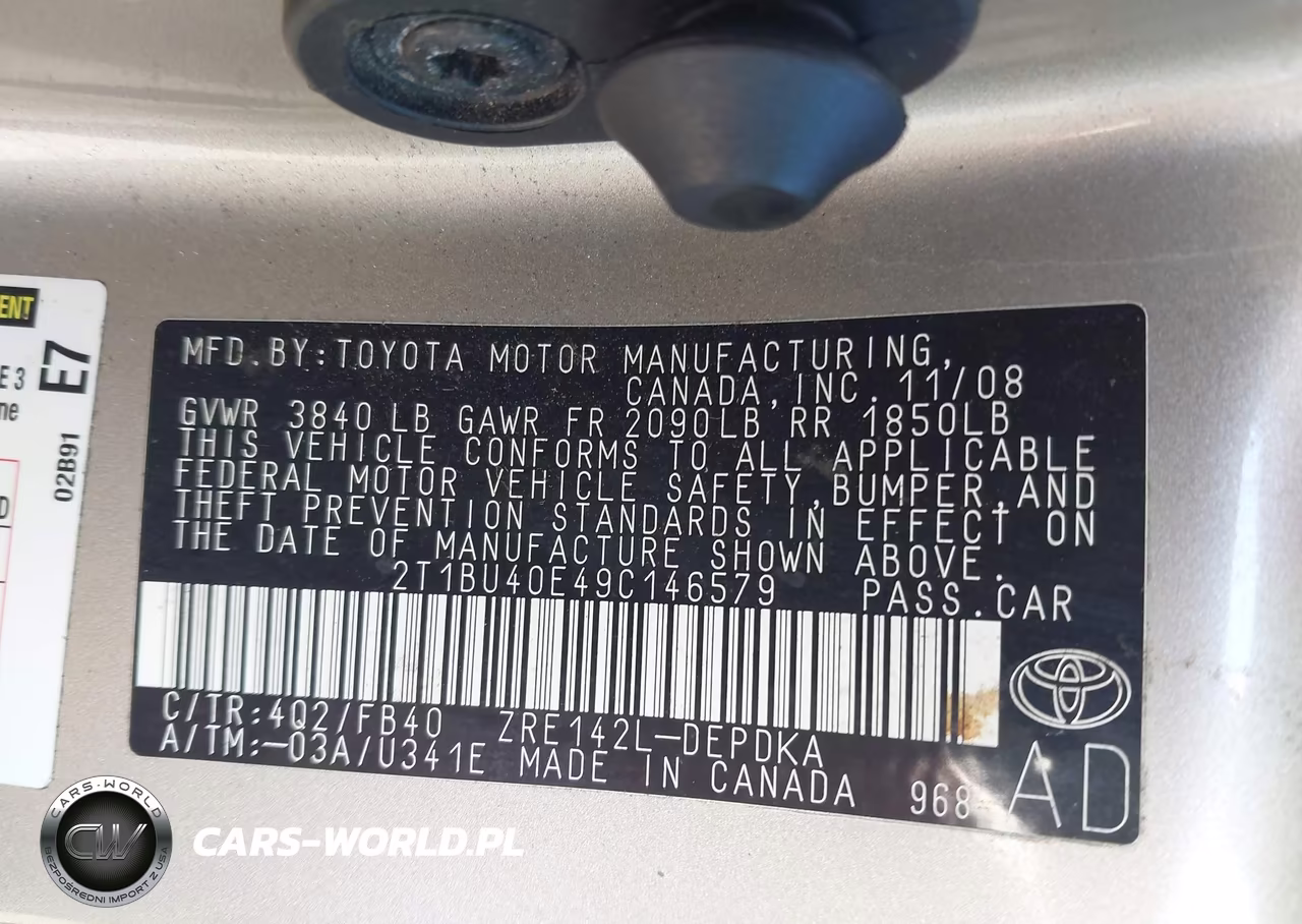 2009 Toyota Corolla Le VIN:2T1BU40E49C146579 - 9