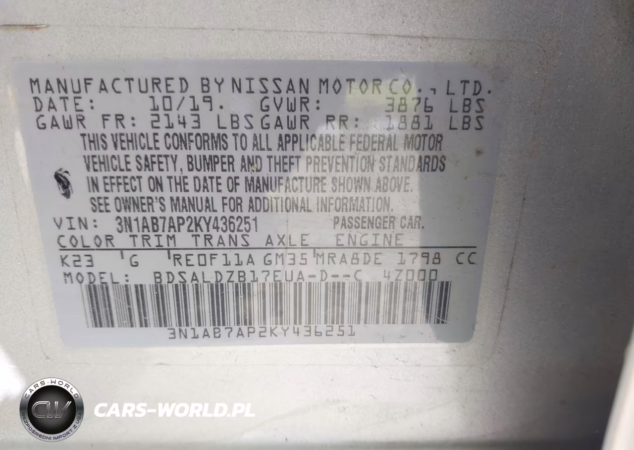 2019 Nissan Sentra Sv VIN:3N1AB7AP2KY436251 - 9