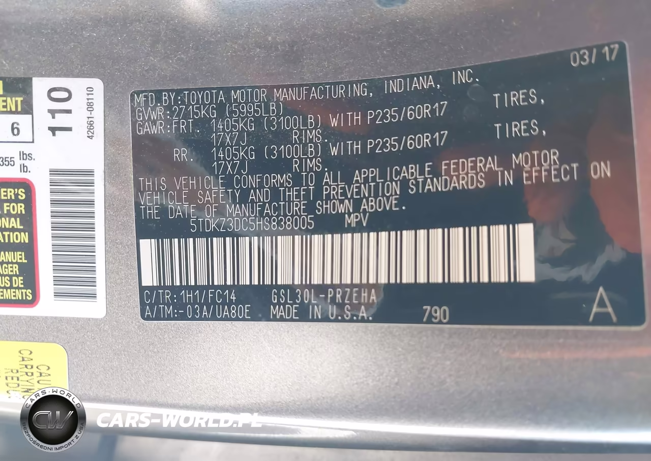 2017 Toyota Sienna Le 8 Passenger VIN:5TDKZ3DC5HS838005 - 9