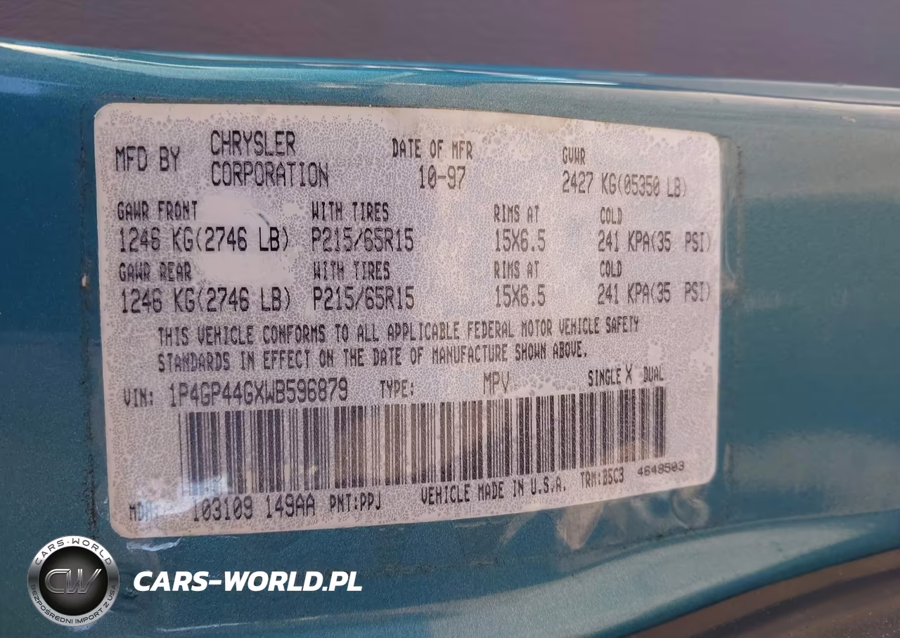 1998 Plymouth Grand Voyager Se VIN:1P4GP44GXWB596879 - 9