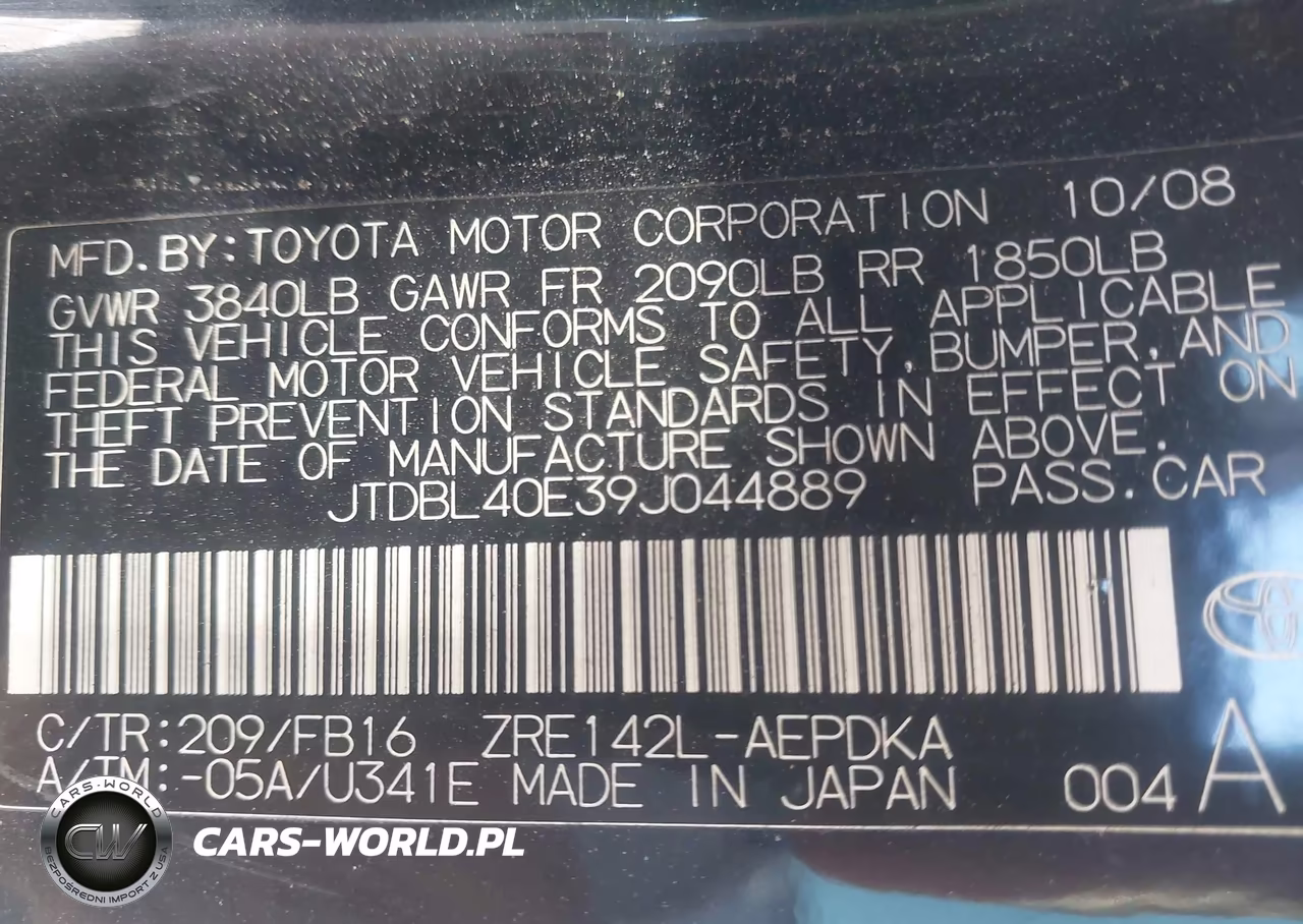2009 Toyota Corolla Le VIN:JTDBL40E39J044889 - 9