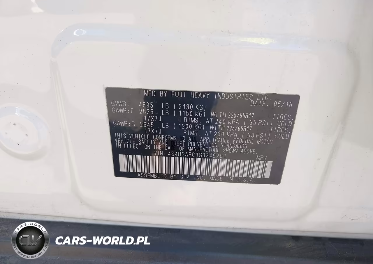 2016 Subaru Outback 2.5I Premium VIN:4S4BSAFC1G3349201 - 17