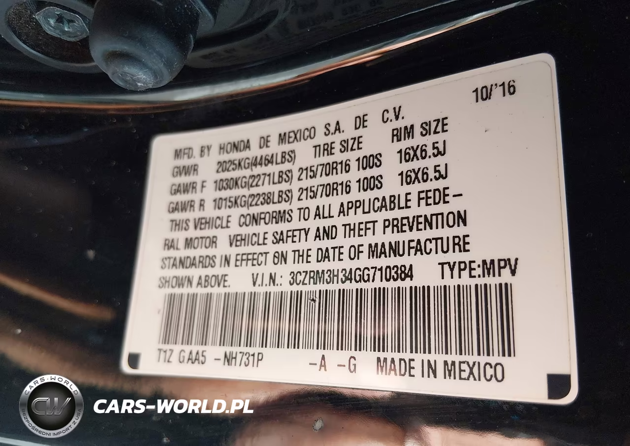 2016 Honda Cr-V Lx VIN:3CZRM3H34GG710384 - 9