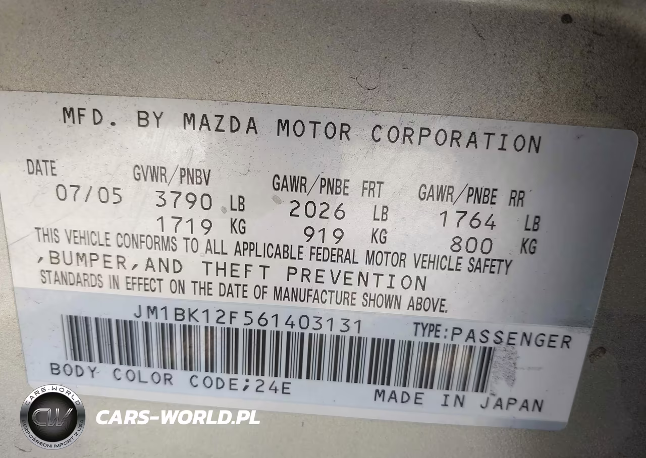 2006 Mazda Mazda3 I VIN:JM1BK12F561403131 - 9