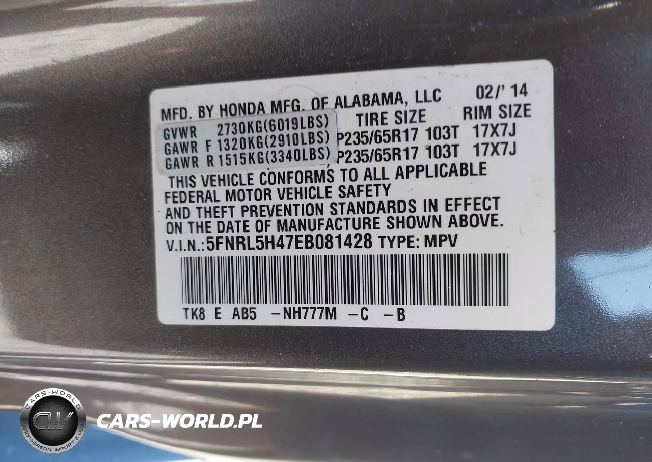 2014 Honda Odyssey Ex VIN:5FNRL5H47EB081428 - 9