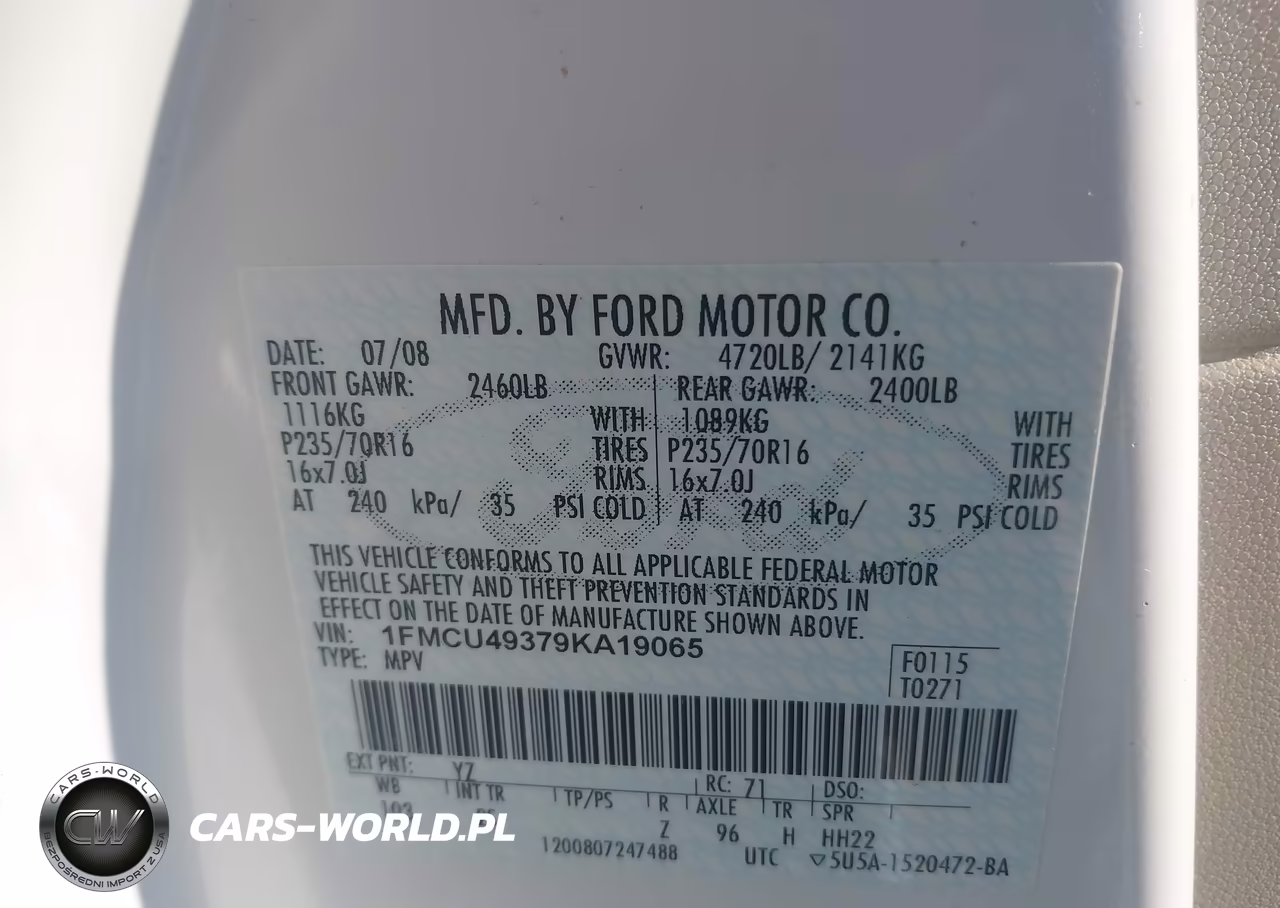 2009 Ford Escape Hybrid Limited VIN:1FMCU49379KA19065 - 9