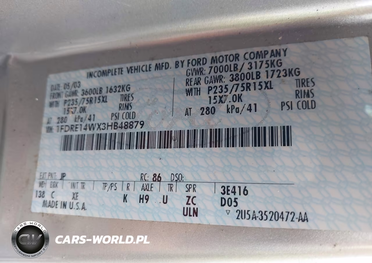 2003 Ford E-150 Recreational VIN:1FDRE14WX3HB48879 - 9