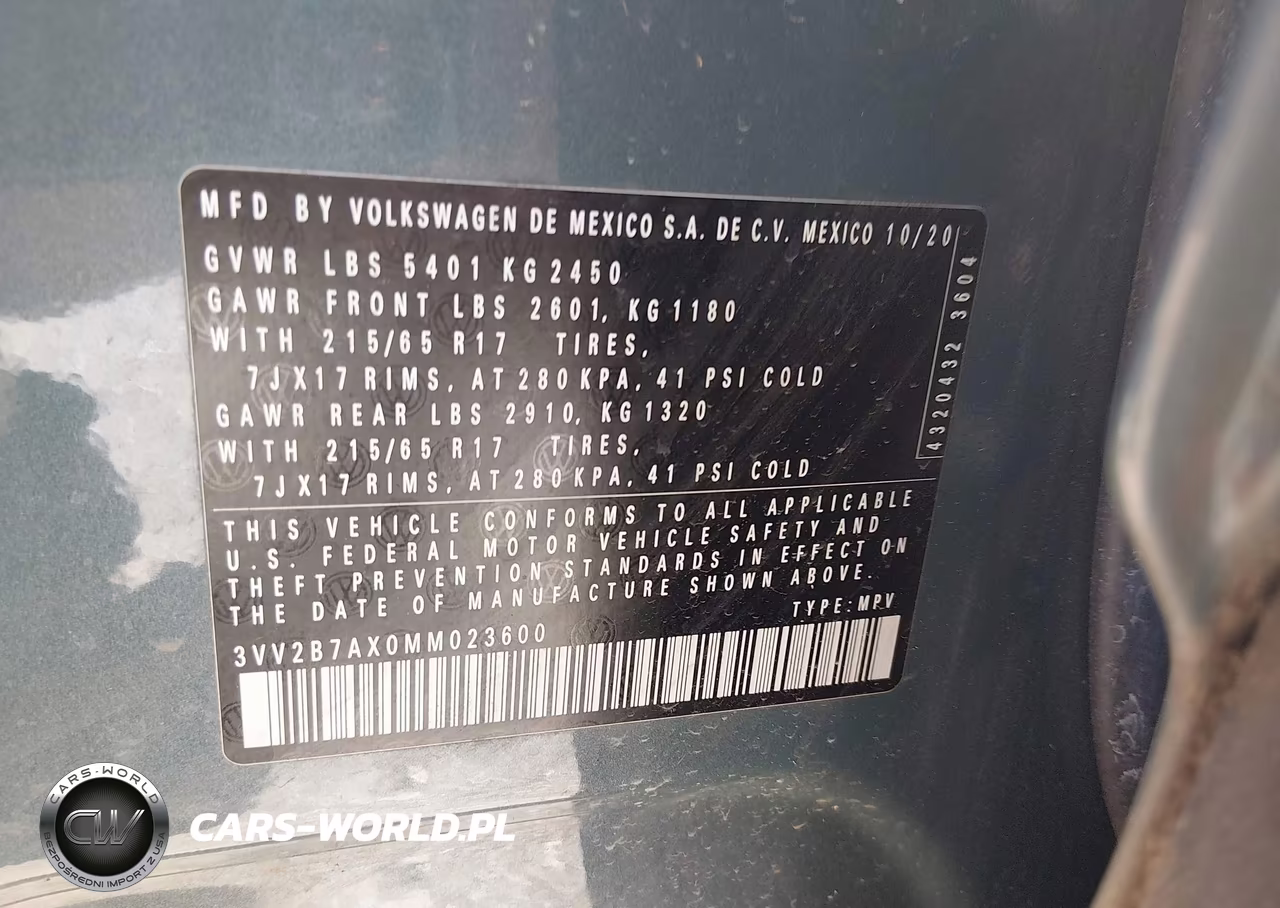 2021 Volkswagen Tiguan 2.0T Se-2.0T Se R-Line Black-2.0T Sel VIN:3VV2B7AX0MM023600 - 9