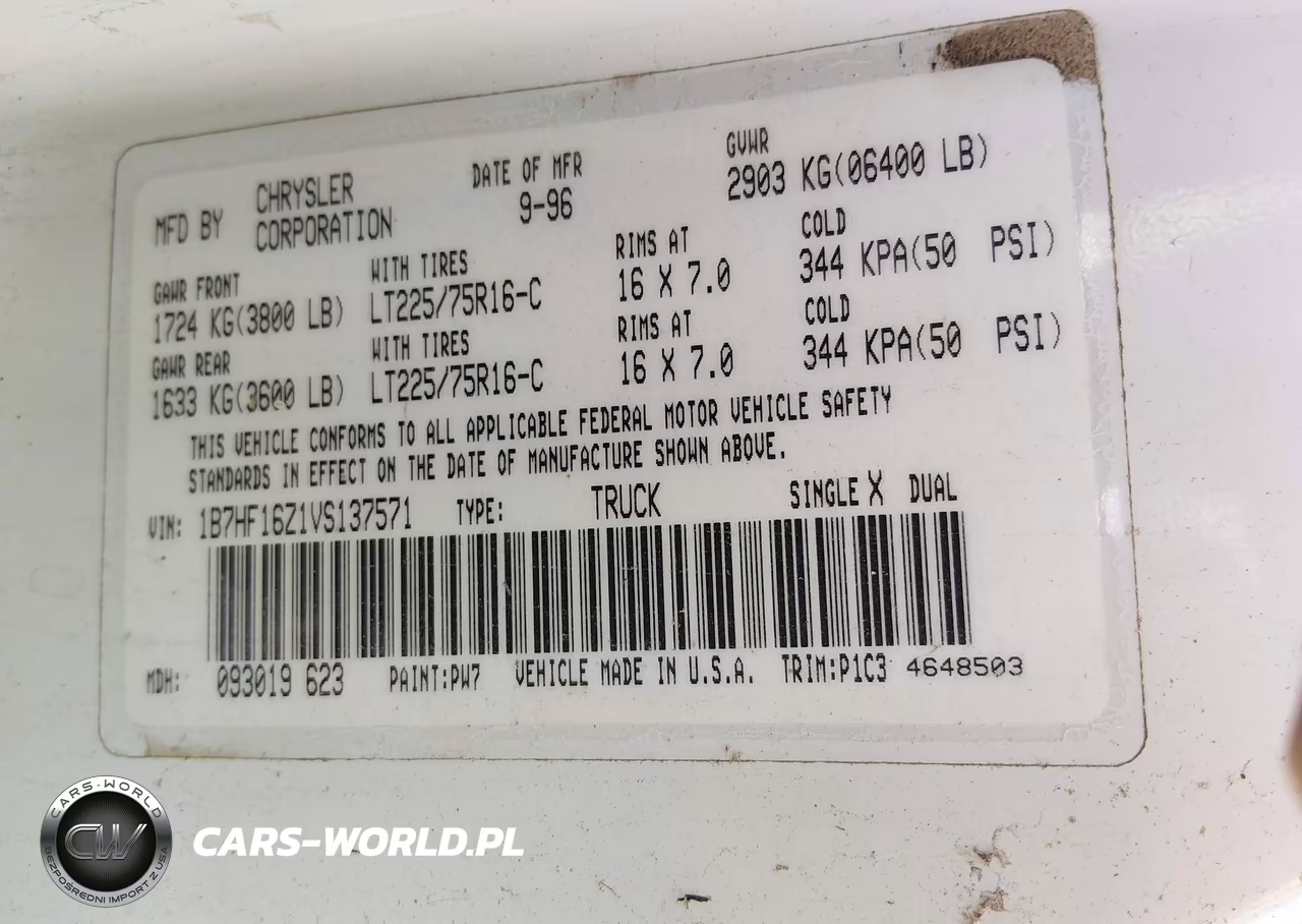 1997 Dodge Ram 1500 Lt VIN:1B7HF16Z1VS137571 - 9