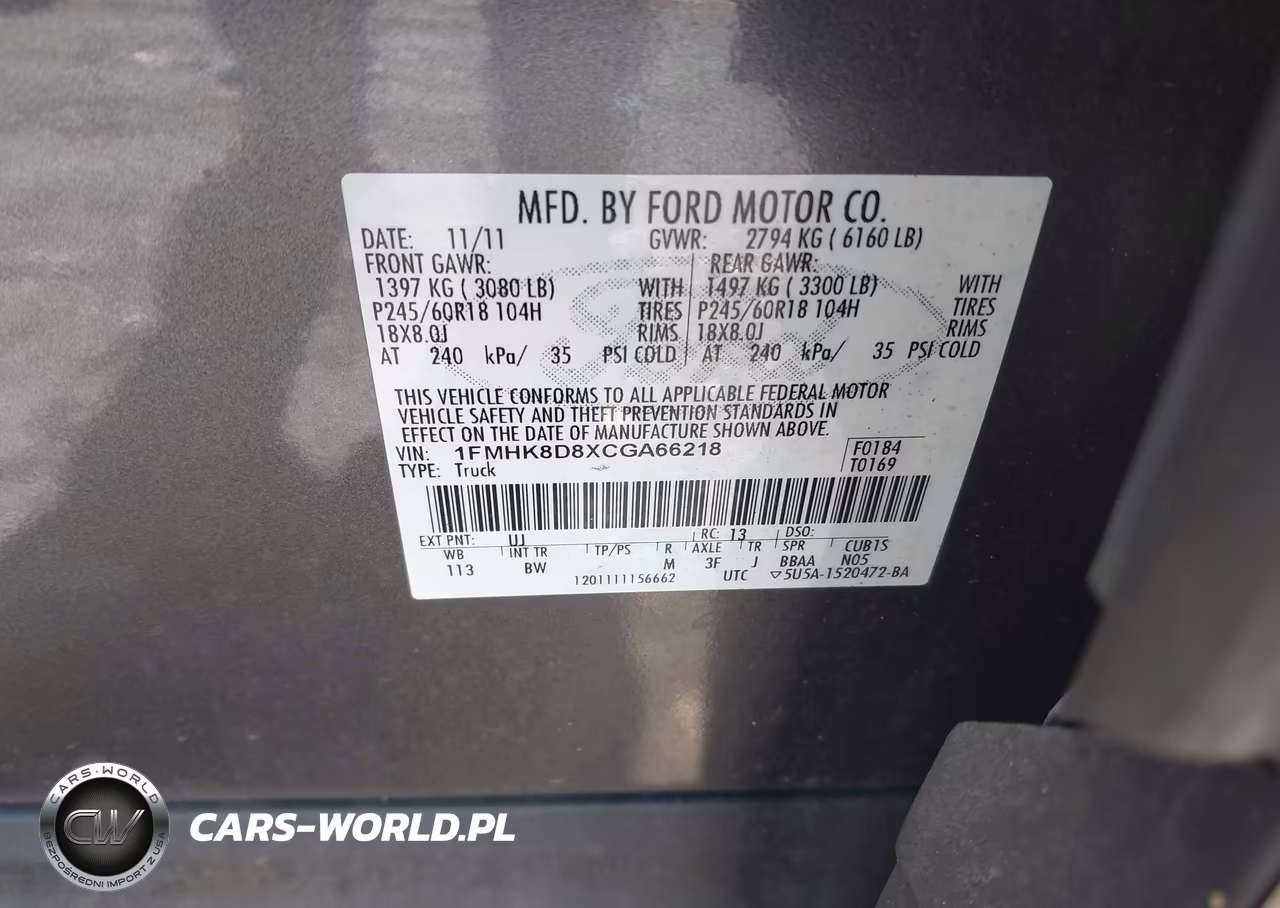 2012 Ford Explorer Xlt VIN:1FMHK8D8XCGA66218 - 9