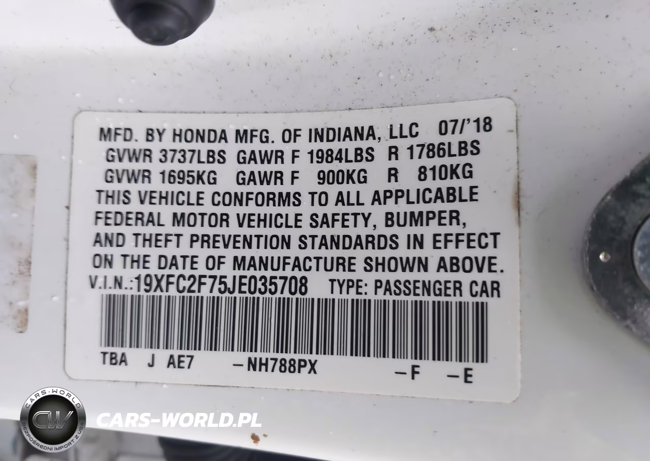 2018 Honda Civic Ex VIN:19XFC2F75JE035708 - 9