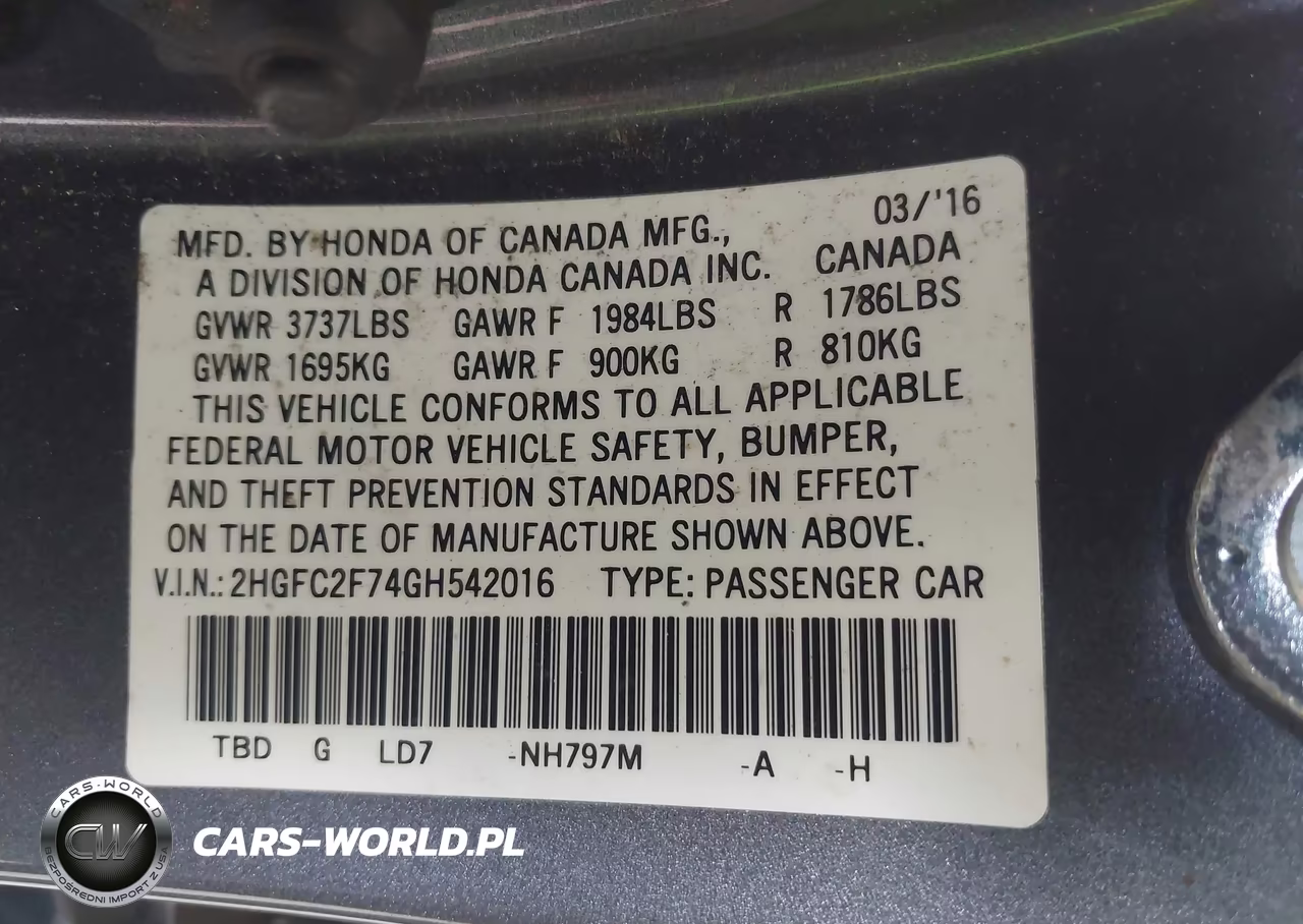 2016 Honda Civic Ex VIN:2HGFC2F74GH542016 - 9